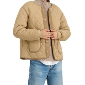 Alex Mill 100% Cotton Quilted Fleece Jacket in Vintage Khaki Women's Size Small